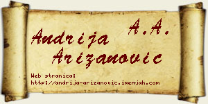 Andrija Arizanović vizit kartica